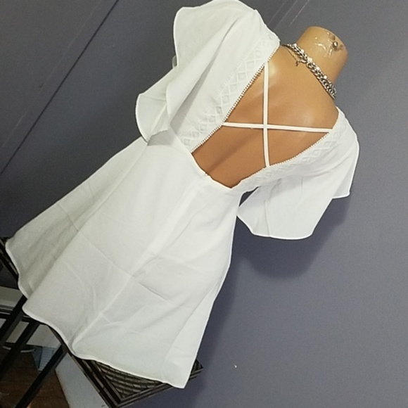 Stunning Off White Crisp Unique Design Dress - Picture 5 of 6